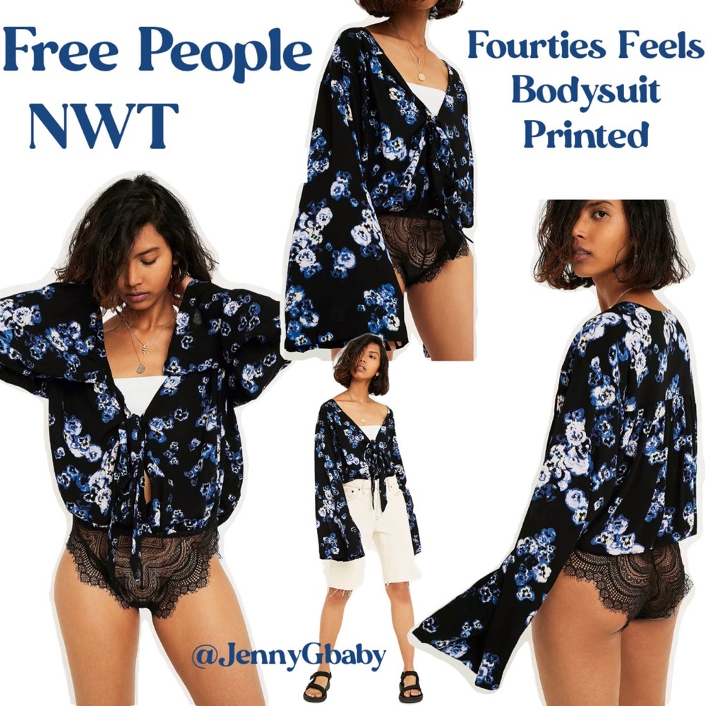 Free People || NWT Fourties Feels Bodysuit Printed
